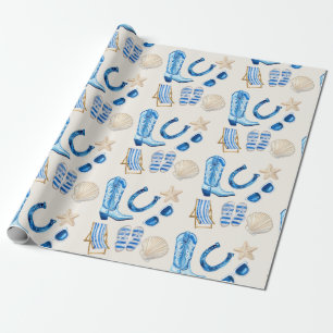 Papier Cadeau Cadeau de Cowgirl Côtière Bleu