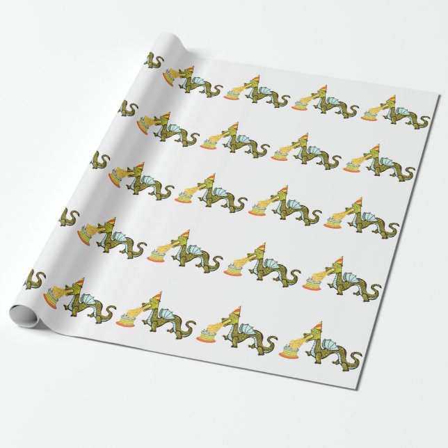 Papier Cadeau Cadeau de fête d'anniversaire dragon (Déroulé)