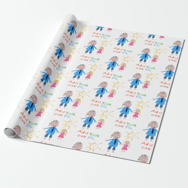 Papier Cadeau Cadeau de fête des pères, votre dessin de Childs (Déroulé)