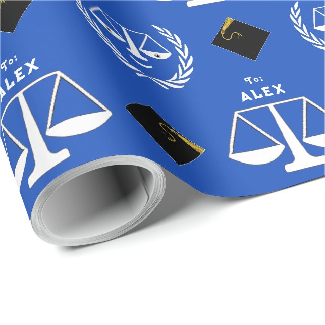Papier Cadeau Cadeau de fin d'études de droit personnalisé (Coin rond)