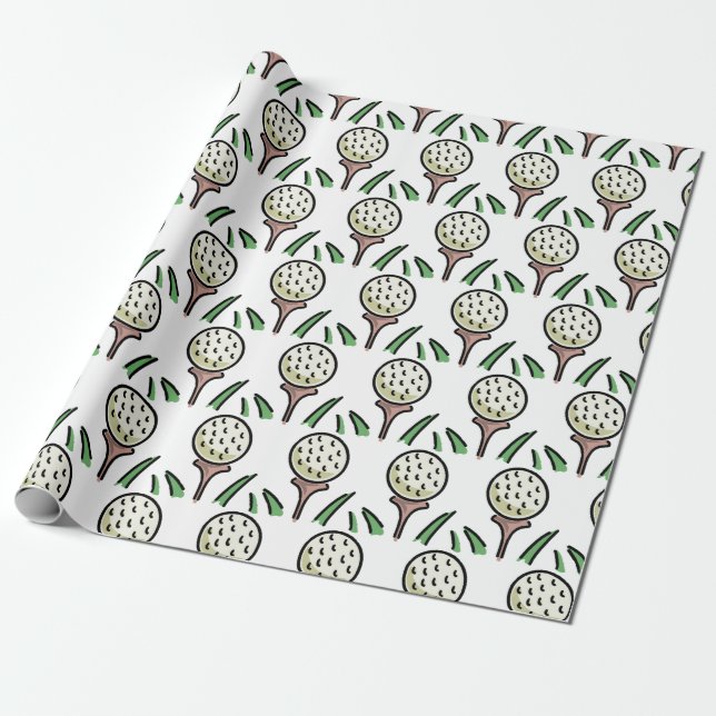 Papier Cadeau Cadeau de golf - Boules de golf surdimensionnées s (Déroulé)