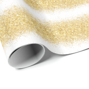 Papier Cadeau Cadeau de luxe Populaire White Gold Parties scinti