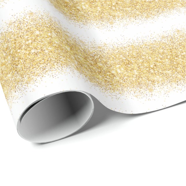 Papier Cadeau Cadeau de luxe Populaire White Gold Parties scinti (Coin rond)