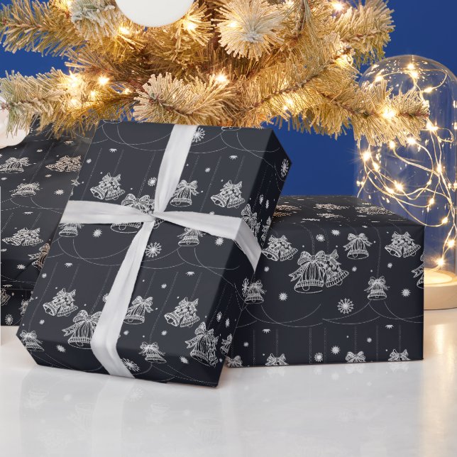 Papier Cadeau Cadeau de Noël blanc et noir Motif (Vacances)