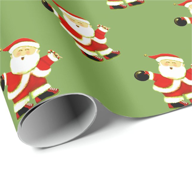 Papier Cadeau Cadeau de Noël Bowling (Coin rond)