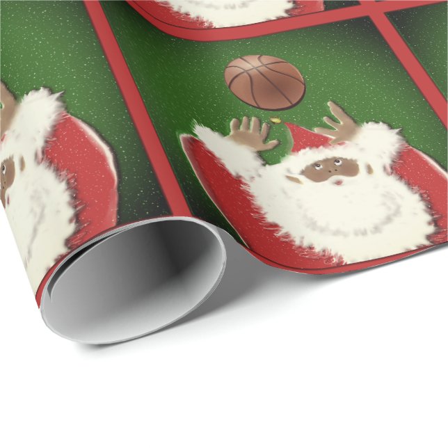 Papier Cadeau Cadeau de Noël de basket-ball (Coin rond)