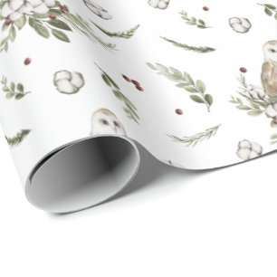 Papier Cadeau Cadeau de Noël de Chouette rustique