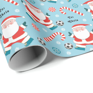 Papier Cadeau Cadeau de Noël de football personnalisé