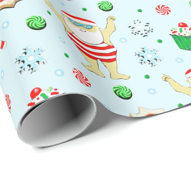 Papier Cadeau Cadeau de Noël de natation (Coin rond)