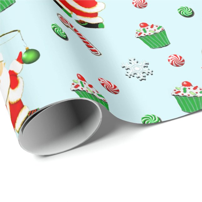 Papier Cadeau Cadeau de Noël de pêche créative (Coin rond)