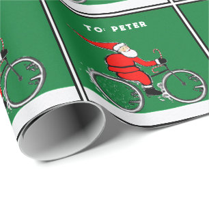 Papier Cadeau Cadeau de Noël de Père Noël à vélo