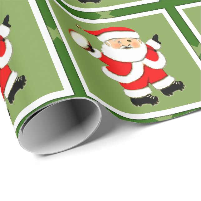 Papier Cadeau Cadeau de Noël de rugby (Coin rond)