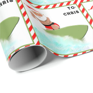 Papier Cadeau Cadeau de Noël de surf personnalisé