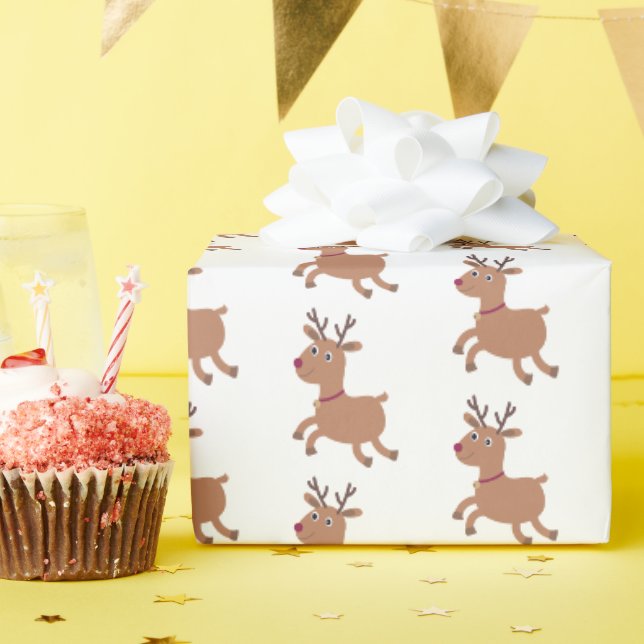 Papier Cadeau Cadeau de Noël habillé rennes mignons (Fête d'anniversaire)