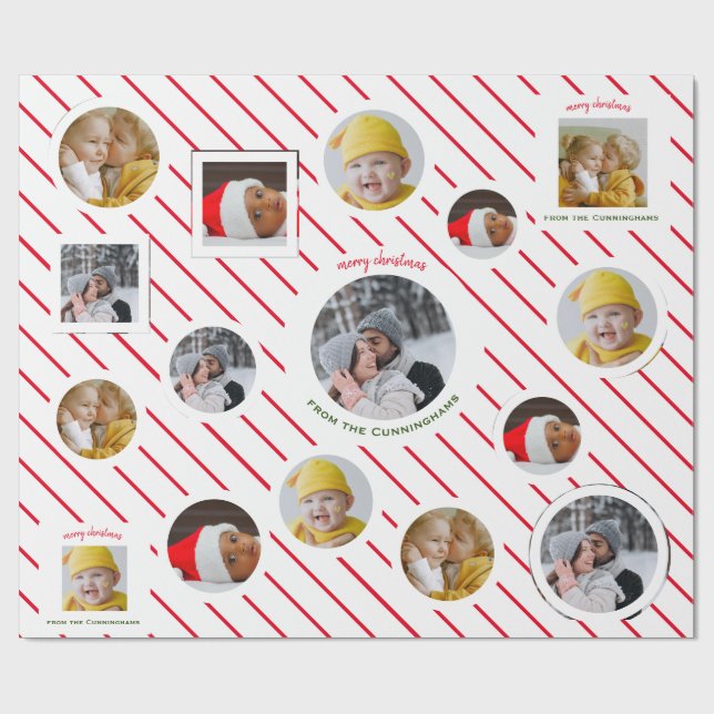 Papier Cadeau Cadeau de Noël personnalisé 🎄 quatre photos (Plat)