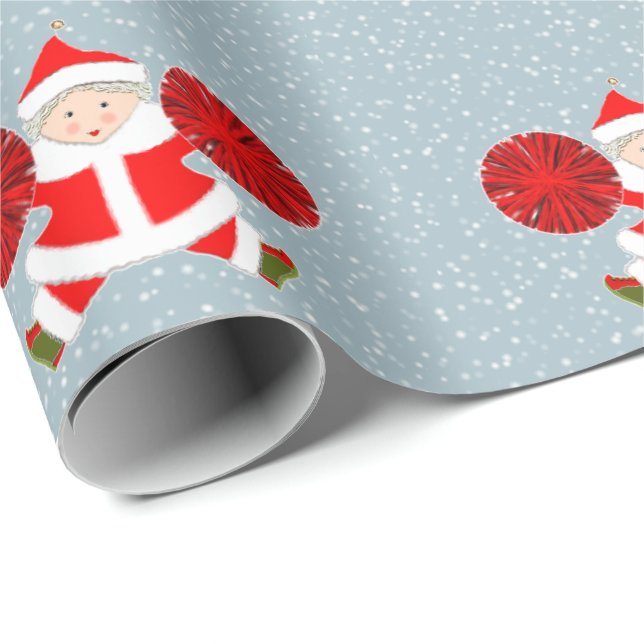 Papier Cadeau Cadeau de Noël pom-pom girl (Coin rond)