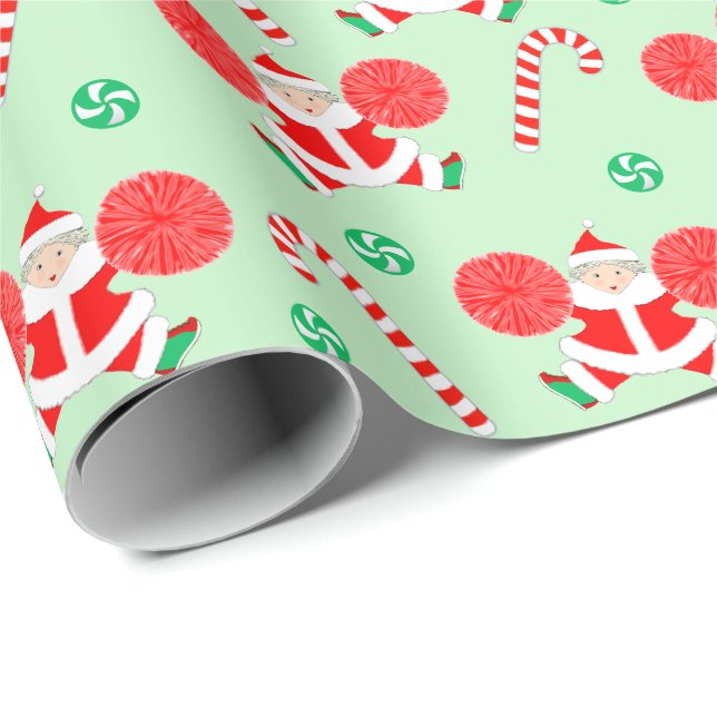Papier Cadeau Cadeau de Noël pom-pom girl (Coin rond)