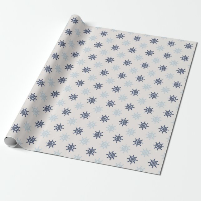 Papier Cadeau Cadeau de roue marine bleu et bleu clair (Déroulé)