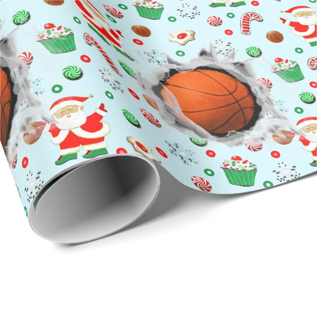 Papier Cadeau Cadeau de vacances de basket-ball (Coin rond)