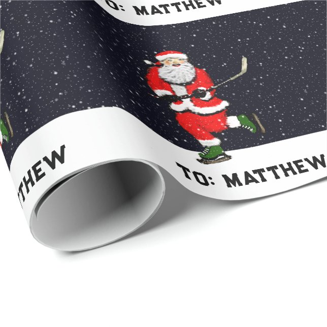 Papier Cadeau Cadeau de vacances de hockey (Coin rond)