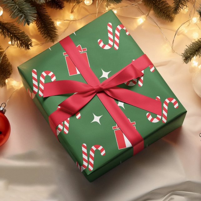Papier Cadeau Cadeau de vacances Joyeux Noël Vert & Rouge (Créateur téléchargé)