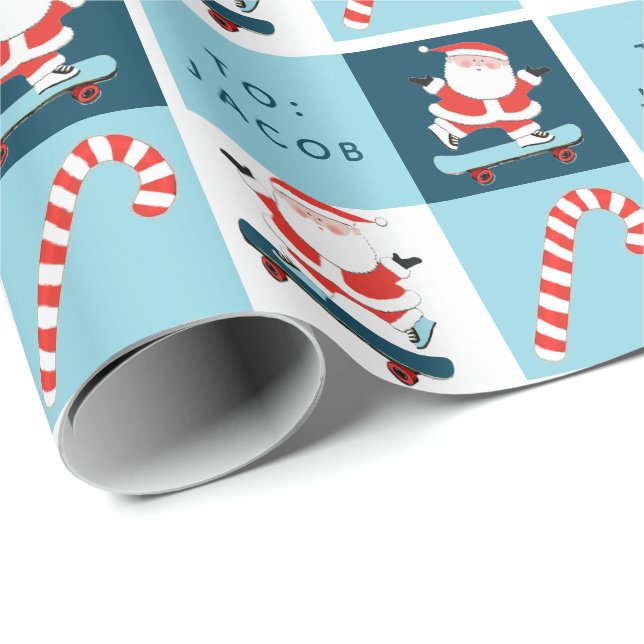 Papier Cadeau Cadeau de vacances pour skateboard personnalisé (Coin rond)