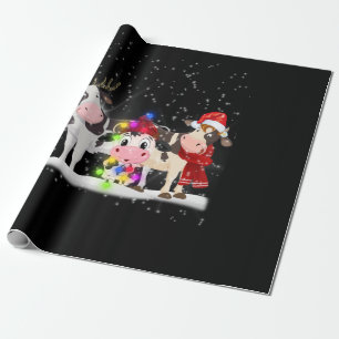 Papier Cadeau Cadeau de vache   Drôle Noël Vache famille neige