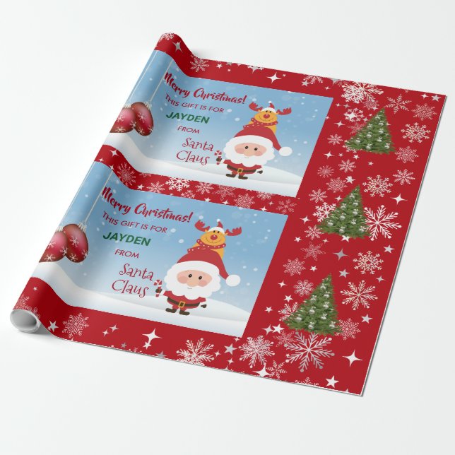 Papier Cadeau Cadeau Drôle Du Père Noël Rudolph Pour Enfants (Déroulé)