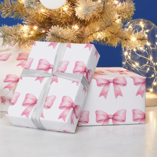 Papier Cadeau cadeau d'un joli nœud couleur rose en aquarelle