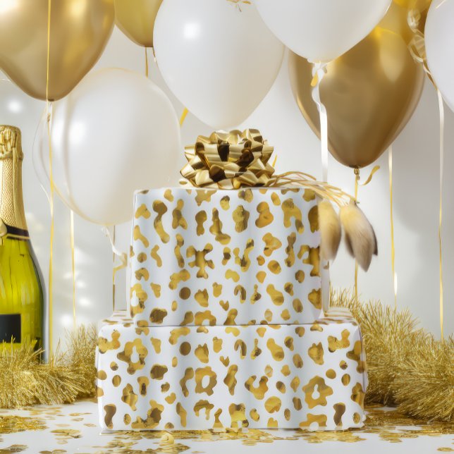 Papier Cadeau Cadeau Empreinte de léopard tendance Safari Chic G (Stylish Safari Chic Leopard Gold Print Gift Wrap)