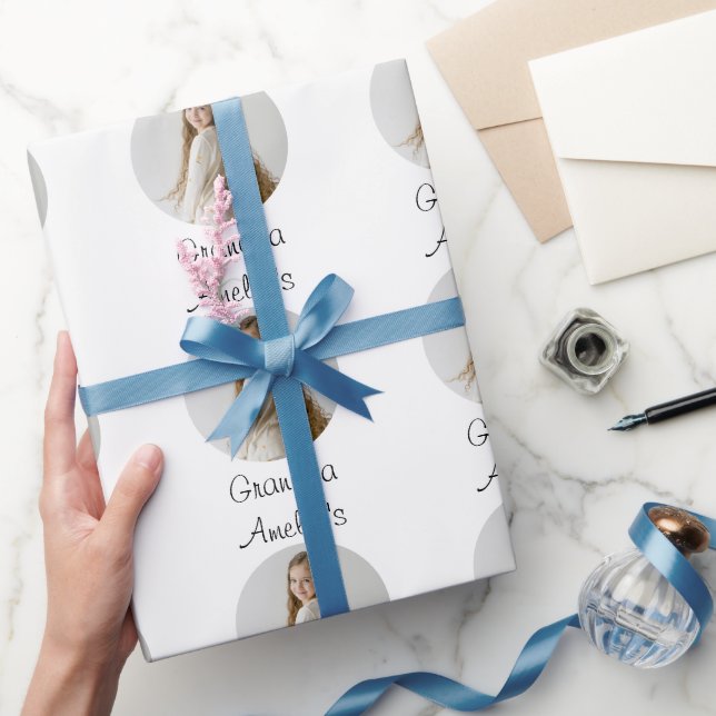Papier Cadeau Cadeau grand-père personnalisé - Visage grand-enfa (Cadeaux)