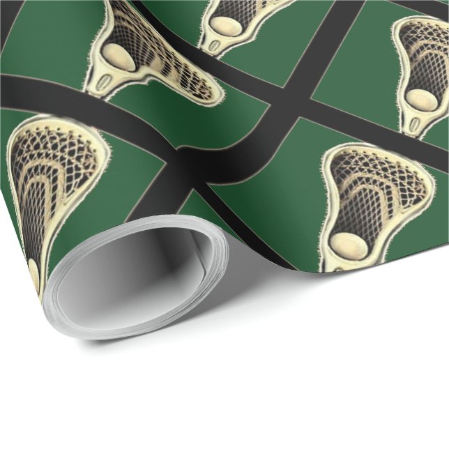 Papier Cadeau Cadeau Green Lacrosse (Coin rond)