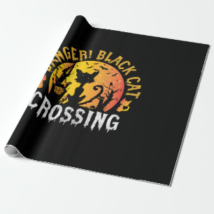 Papier Cadeau Cadeau Halloween Anniversaire Danger Cat Crossin