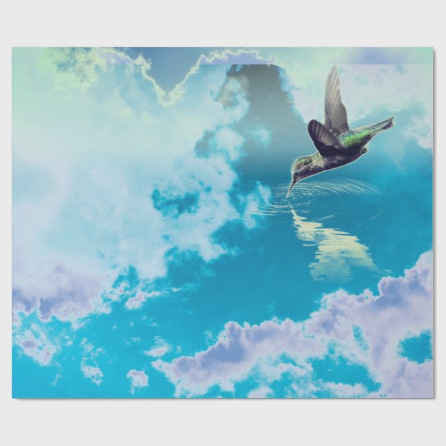 Papier Cadeau CADEAU HUMMINGBIRD DANS LE MATIN papier enveloppan (Plat)