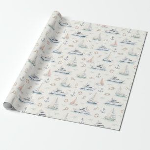 Papier Cadeau Cadeau nautique d'aquarelle d'ancre de bateau clas