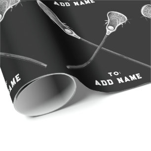 Papier Cadeau Cadeau noir de sports de crosse