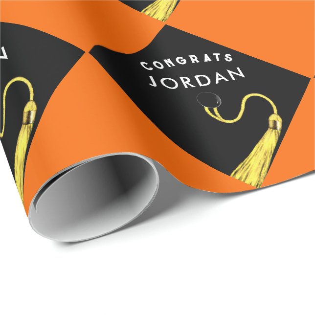 Papier Cadeau Cadeau Orange Grad (Coin rond)