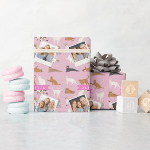 Papier Cadeau Cadeau personnalisé à motif de chat rose mignon po