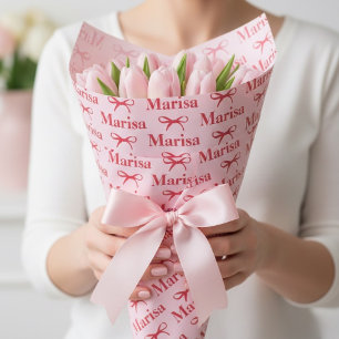 Papier Cadeau Cadeau personnalisé avec ruban rose 