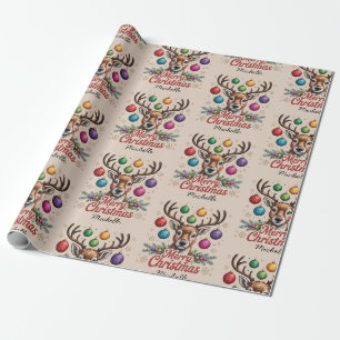 Papier Cadeau Cadeau personnalisé cher renne Noël vintage