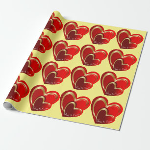 Papier Cadeau Cadeau Personnalisé Cœurs Rouges Chargement Amour