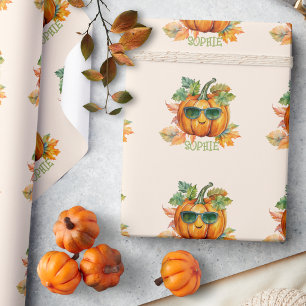 Papier Cadeau Cadeau personnalisé de citrouille d'automne Hallow