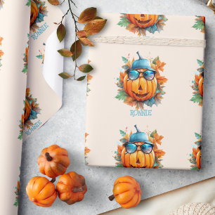 Papier Cadeau Cadeau personnalisé de citrouille d'automne Hallow