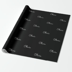 Papier Cadeau Cadeau personnalisé noir blanc nom personnalisé