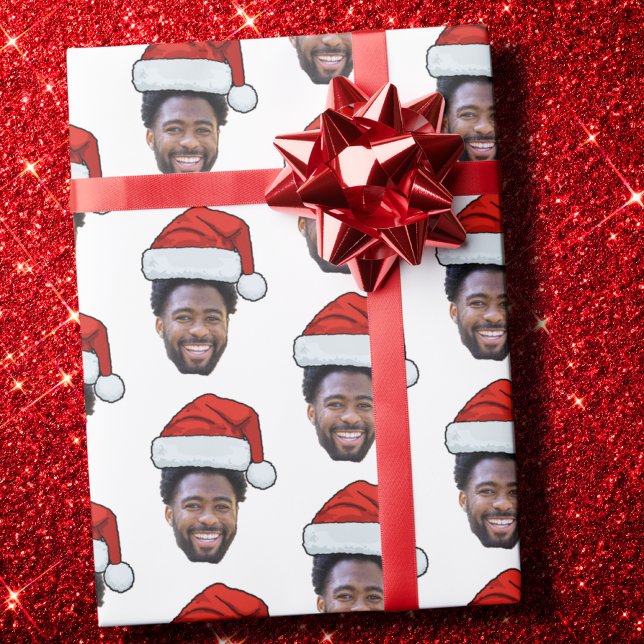 Papier Cadeau Cadeau personnalisé visage de Noël envelopper phot (Créateur téléchargé)