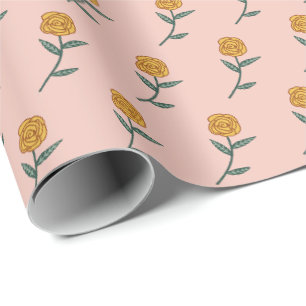 Papier Cadeau Cadeau simple Rose doré Ditsy Floral Pink