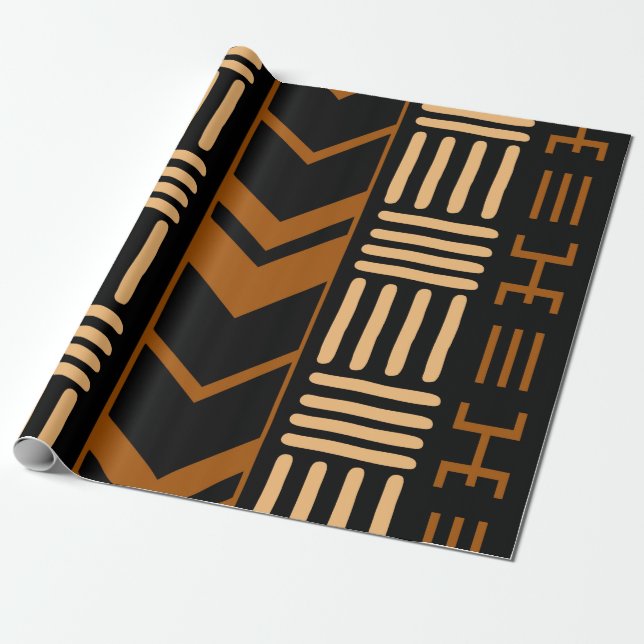 Papier Cadeau Cadeau tribal tribal en tissu de boue africaine gé (Déroulé)