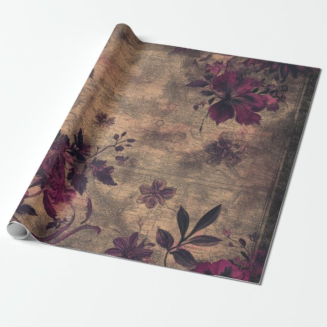 Papier Cadeau Cadeau vintage gothique foncé (Déroulé)