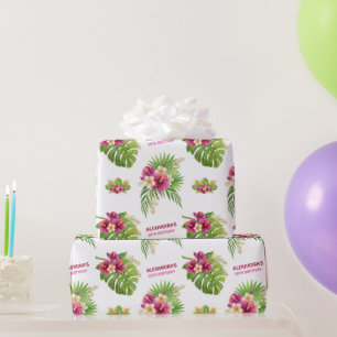 Papier Cadeau Cadeaux de fête d'anniversaire Fête Hawaïenne Flor