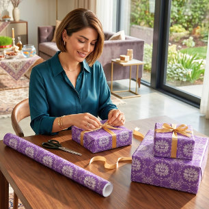 Papier Cadeau Cadeaux de fête de Nouvel An persan Nowruz Violet